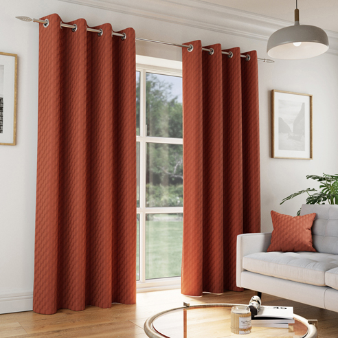 Tokyo Eyelet, Orange - Ready Made Curtains - Image 3